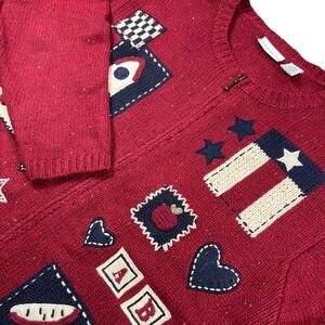 VTG grannycore Americana Knit Cardigan Croft & Barrow Womens XL Sweater USA made
